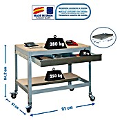 Simonrack Simonwork Banco de trabajo BT0 Box Mobile (L x Al: 61 x 95 cm, Ancho: 90 cm, Capacidad de carga: 280 kg, Gris)