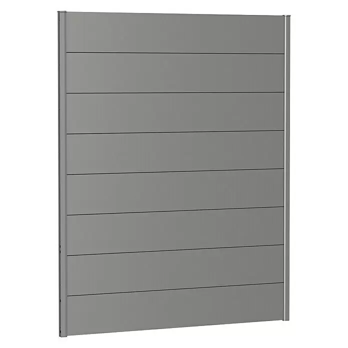 Biohort Sichtschutzelement - B x H: 150 x 180 cm, Stahl, Quarzgrau Metallic - Graues Sichtschutzzaunelement mit horizontalen Lamellen, ideal für Gartengrenzen oder Raumtrennung.