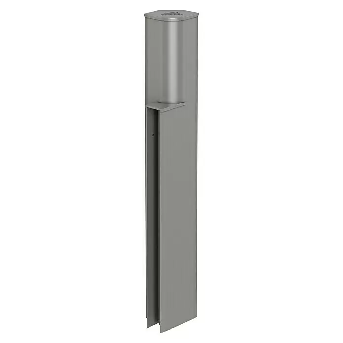 Biohort DaVinci Pfosten Höhensprung Midi-Mini - 7,2 x 10,5 x 61 cm, Quarzgrau Metallic - Hoher grauer Metallpfosten mit sechseckiger Oberseite, zylindrischem Abschnitt und kleiner integrierter Ablage.