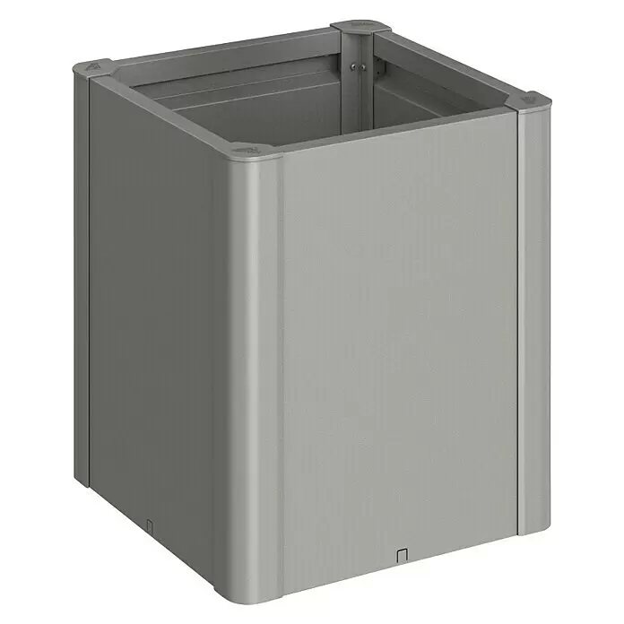 Biohort Belvedere Hochbeet Belvedere - 53 x 53 x 61 cm, Stahl, Quarzgrau Metallic - Grauer, quadratischer Metall-Pflanzkübel mit Eckbefestigungen.