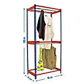 Simonrack Simonclothing Estantería metálica Double 2 (L x An x Al: 75 x 90 x 200 cm, Capacidad de carga: 25 kg/balda, Azul/Naranja)