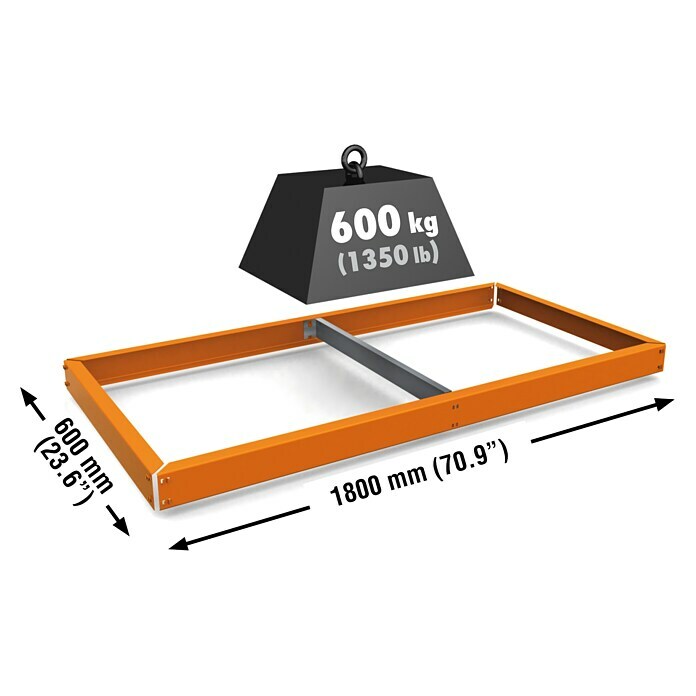 Simonrack Simontaller Estante adicional Simonforte Chipboard SB (L x An: 180 x 60 cm, Naranja)