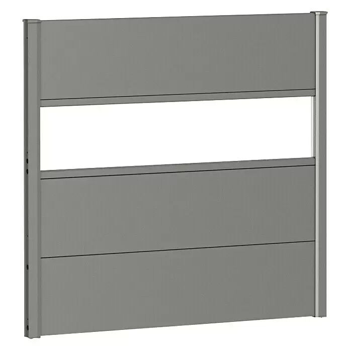 Biohort Sichtschutzelement - B x H: 100 x 90 cm, Stahl, Quarzgrau Metallic, Mit Lichtausschnitt - Grauer modularer Sichtschutz mit massiven und transparenten Horizontalpaneelen, zur Außenabgrenzung.
