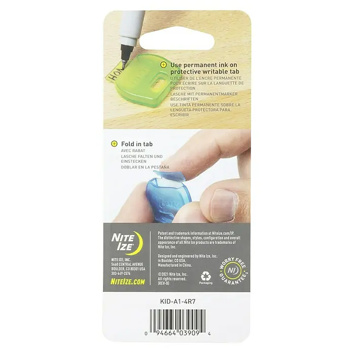 Nite Ize Schlüsselkappe - 4 Stk., Mehrfarbig - Nite Ize Key Identifier: Beschreibbarer Schlüsselanhänger mit Faltfunktion und Permanenttinte für einfache Schlüsselkennzeichnung.