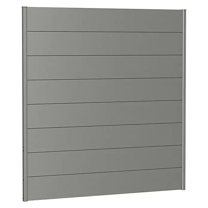 Biohort Sichtschutzelement - B x H: 180 x 180 cm, Stahl, Quarzgrau Metallic - Graues Sichtschutzpaneel mit horizontalen Lamellen, ideal für Garten oder Balkon.