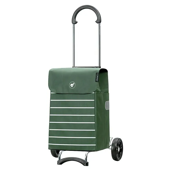 Andersen Scala Einkaufstrolley Lini - L x B x H: 35 x 22 x 48 cm, Traglast: 40 kg, Grün - Dieser Einkaufstrolley in Olivgrün mit weißen Streifen verfügt über einen Griff und Räder für einfachen Transport.
