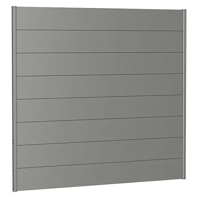 Biohort Sichtschutzelement - B x H: 200 x 180 cm, Stahl, Quarzgrau Metallic - Graues Zaunfeld mit horizontalen Lamellen als Sichtschutzelement.