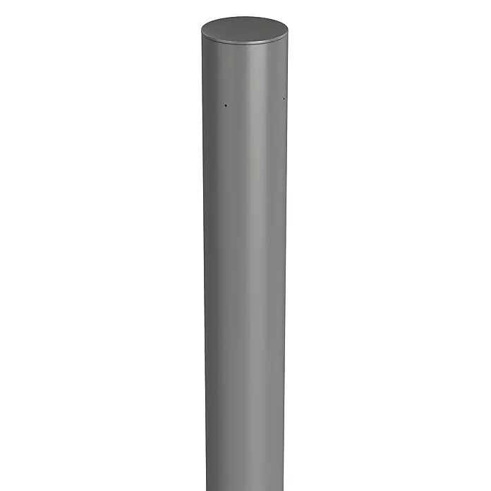 Biohort Zaunpfosten zum Andübeln - Höhe: 180 cm, Durchmesser: 40 mm, Quarzgrau Metallic - Zylindrischer grauer Metallpfosten mit flacher Oberseite und kleinen Löchern.