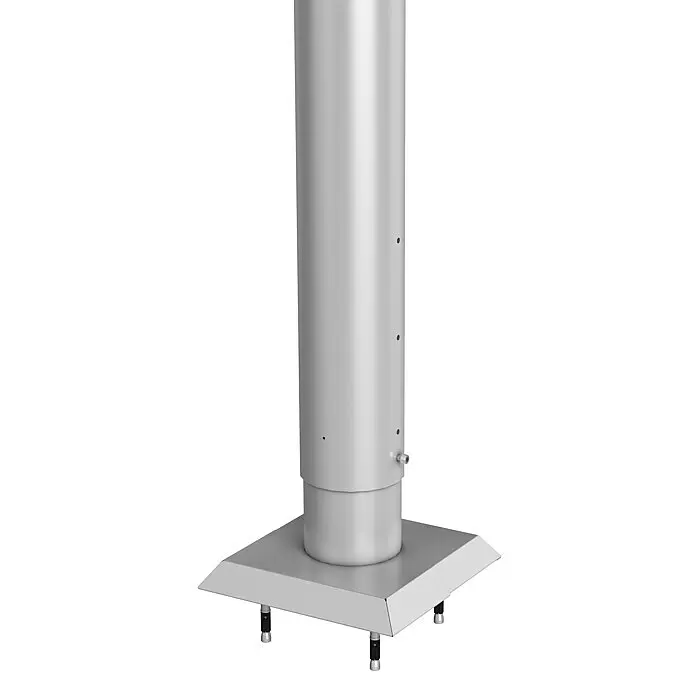 Biohort Zaunpfosten - Höhe: 90 cm, Durchmesser: 40 mm, Silber Metallic - Silberne Metall-Fahnenmastbasis mit verstellbaren Nivellierfüßen und quadratischer Montageplatte.