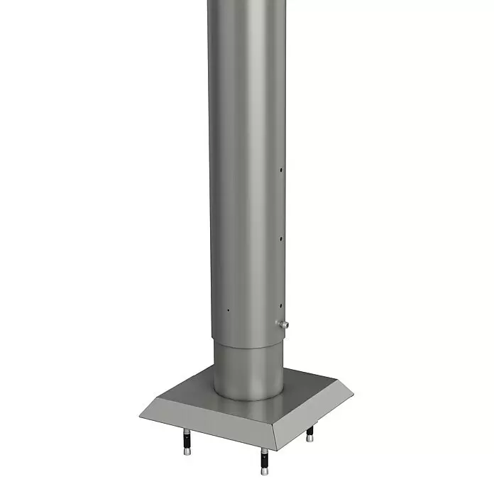 Biohort Zaunpfosten zum Andübeln - Höhe: 180 cm, Durchmesser: 40 mm, Quarzgrau Metallic - Graue Metallsäule mit quadratischem Sockel und verstellbaren Füßen für stabilen vertikalen Halt.