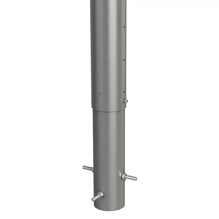 Biohort Zaunpfosten zum Einbetonieren - Höhe: 135 cm, Durchmesser: 40 mm, Quarzgrau Metallic - Silberne Metallstange mit verstellbaren Abschnitten und Befestigungsschrauben.