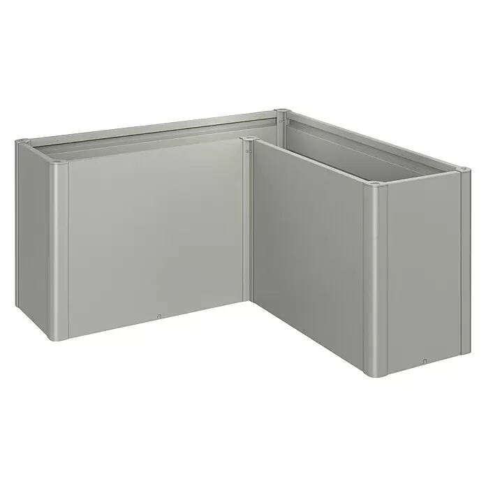 Biohort Belvedere Hochbeet Belvedere L - 152 x 152 x 77 cm, Stahl, Quarzgrau Metallic - L-förmiges Hochbeet aus grauem Metall.