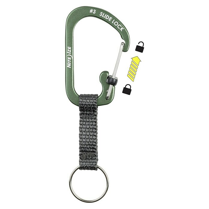 Nite Ize Karabinerhaken Slidelock Key Ring (Edelstahl, Olive) | BAUHAUS