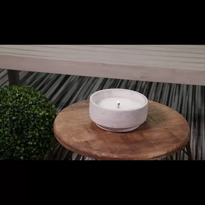 Outdoor-Kerze Cleo - Ø x H: 16 x 7,3 cm, Weiß - DV Outdoor Schale Cleo