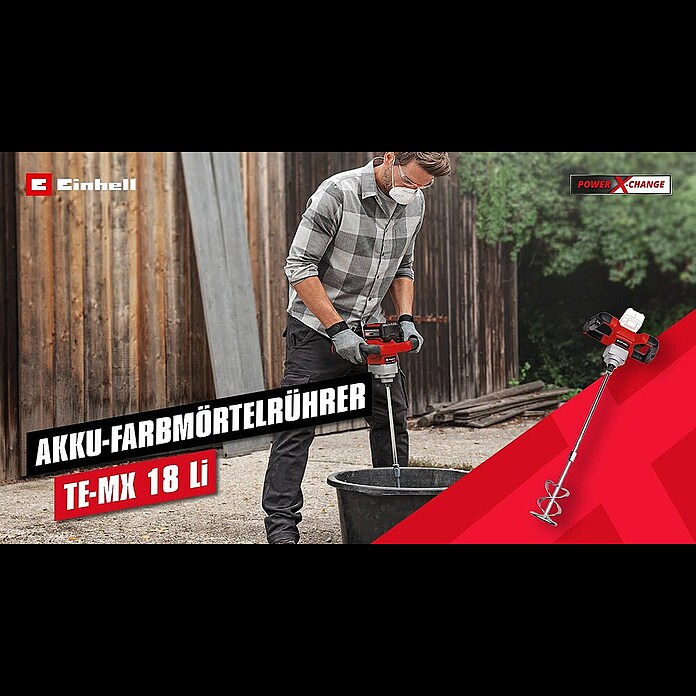 Einhell Power X-Change Akku-Farbrührer TE-MX 18 Li-Solo18 V, Anzahl Akkus: Ohne Akku, Leerlaufdrehzahl: 620 U/min Product