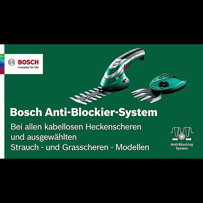 Bosch ISIO Akku-Gras- & Strauchschere Akku-Grasschere Set mit Teleskopstiel3,6 V, Li-Ionen, 1 Akku, Messerbreite: 8 cm Product