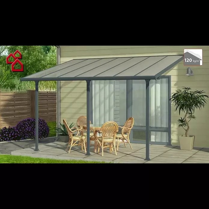 Terrassenüberdachung Tuscany LED - B x T: 307 x 300 cm, Anthrazitgrau, Polycarbonat, Transparent - Terrassenüberdachung Tuscany von Palram | BAUHAUS
