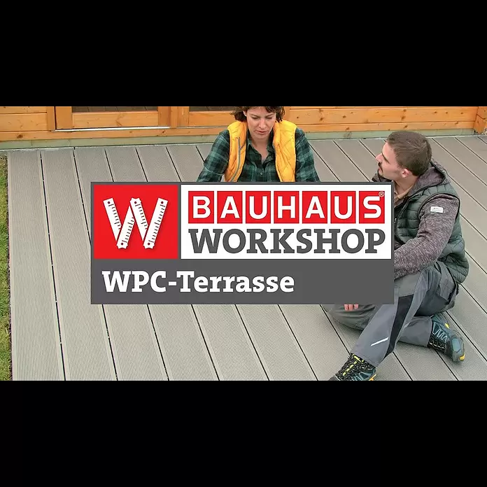 Kovalex WPC-Terrassendiele XL mit Struktur nach Maß - Steingrau, 370 x 19 x 2 cm - WPC-Terrasse auf bestehenden Belag bauen [Anleitung] | BAUHAUS Workshop