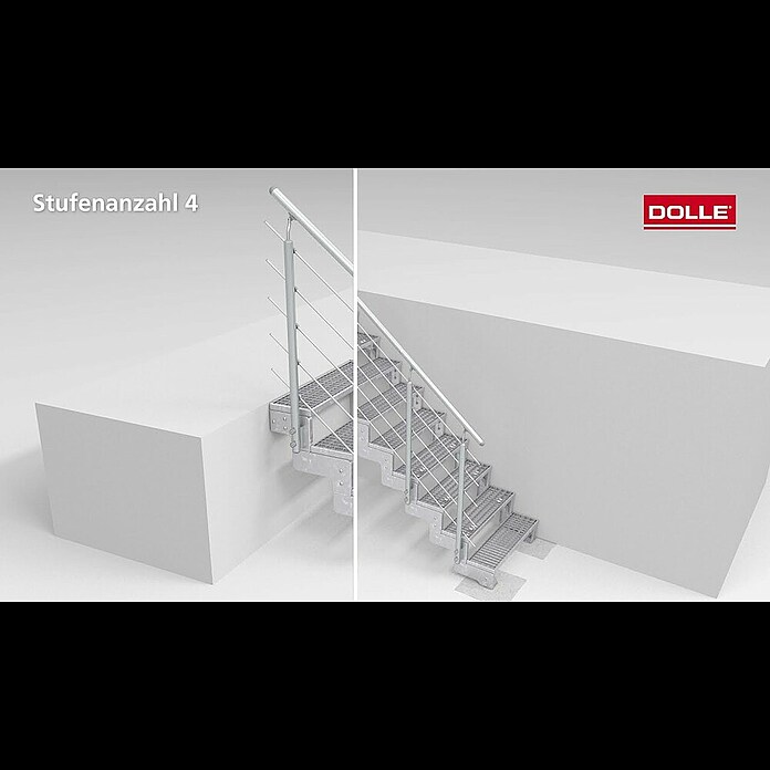 Dolle Außentreppe Gardentop Gitterrost (Breite: 100 cm, Anzahl Stufen: 6 Stk., Farbe Stufen: Silber, Geschosshöhe: 108 cm - 132 cm) | BAUHAUS