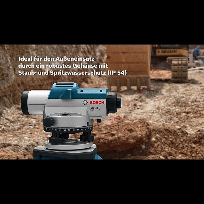 Bosch Professional Optisches Nivelliergerät GOL 20 DArbeitsbereich: Max. 60 m, Maßeinteilung: 1° (Horizontalkreis) Product