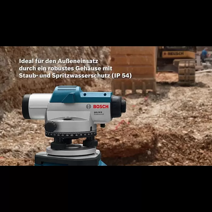 Bosch Professional Optisches Nivelliergerät GOL 20 G - Arbeitsbereich: Max. 60 m, Maßeinteilung: 1 gon (Horizontalkreis) - Bosch Optisches Nivelliergerät GOL 20 D / GOL 20 G Professional