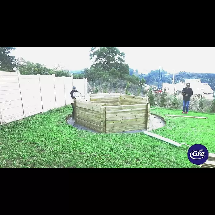 Gre Alarma de agua - Modo de funcionamiento: Funciona con pilas - Montaje de una piscina de madera redonda Gre