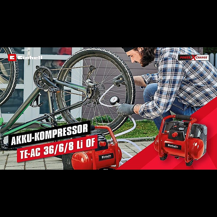 Einhell Power X-Change Akku-Kompressor TE-AC 36/6/8 Li OF Set-Solo18 V, Ohne Akku, 3.200 U/min Product