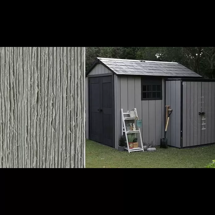 Keter Truhe Grande Store - Außenmaß inkl. Dachüberstand (B x T): 191 x 109 cm, Kunststoff, Grau, Geeignet für Anzahl Mülltonnen: 3 Stk. - DUOTECH™ von Keter