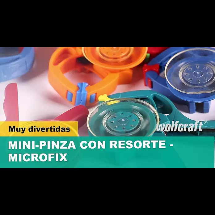 Wolfcraft Pinza con resorte Microfix - Anchura de sujeción: 20 mm, Apertura máxima: 20 mm - Mini pinzas con resorte - micorfix | agarre y diseño | wolfcraft
