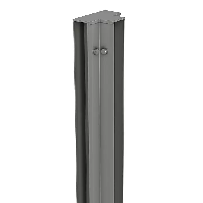Biohort DaVinci T-Profil Maxi - Quarzgrau Metallic, Stahl - Grauer Metallzaunpfosten mit T-förmigem Oberprofil und zwei Nieten.