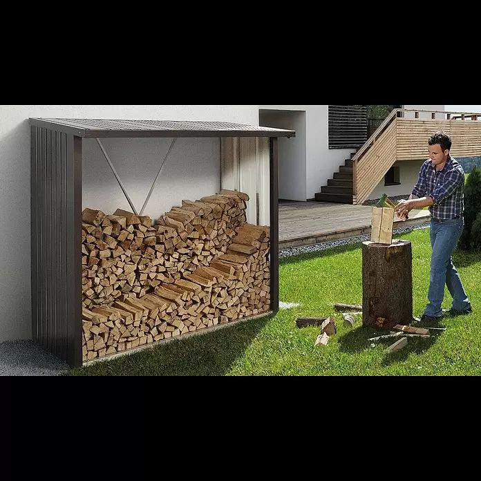 Biohort WoodStock Kaminholzregal WoodStock - Stahl, Dunkelgrau Metallic, B x T x H: 229 x 102 x 199 cm - Kaminholzregal WoodStock von Biohort