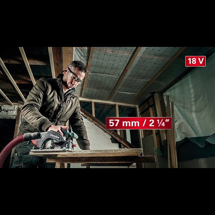 Metabo CAS 18V Akku-Handkreissäge KS 18 LTX 57 (18 V, Ohne Akku, 0 U/min - 4.600 U/min) | BAUHAUS