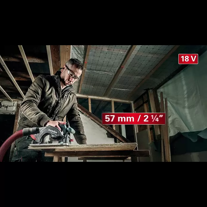 Metabo CAS 18V Akku-Handkreissäge KS 18 LTX 57 - 18 V, Ohne Akku, 4.600 U/min - Metabo Akku-Handkreissäge