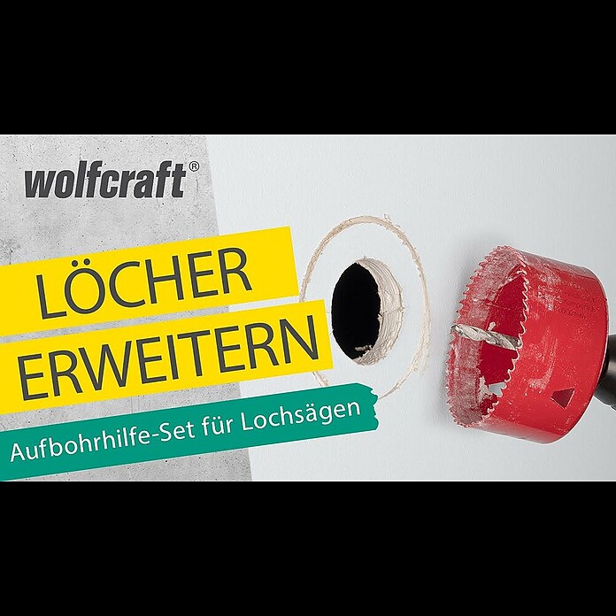 Wolfcraft Aufbohrhilfe-Set (7 -tlg., Passend für: Lochsägen ab Ø 60 mm)