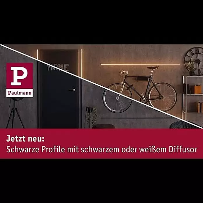 Paulmann Profil Diffusor Base Profil - L x H: 1 m x 9 mm, Schwarz - MaxLED Strips Profile Video