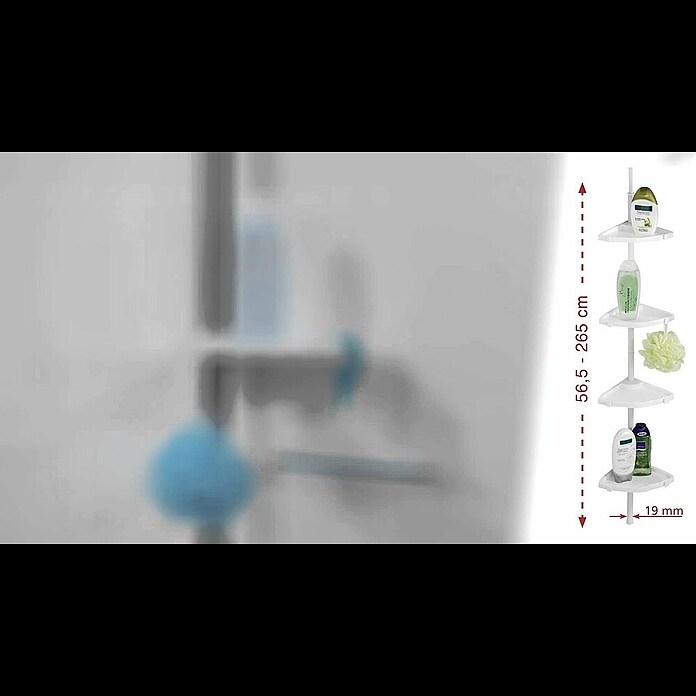 Wenko Teleskop-Eckregal EasyHöhenverstellung: 78 cm - 265 cm, 4-stöckig, Weiß Product