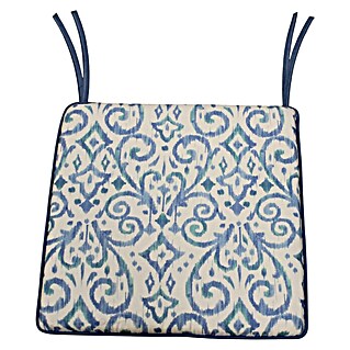 Cojín para silla Mahir (40 x 40 x 3,5 cm, Azul/Blanco, 50% algodón y 50% poliéster)