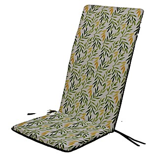 Cojín para asiento de posiciones Olivo (Verde/Amarillo, L x An x Al: 120 x 45 x 3,5 cm, Composición del material de la funda: 50% algodón y 50% poliéster)