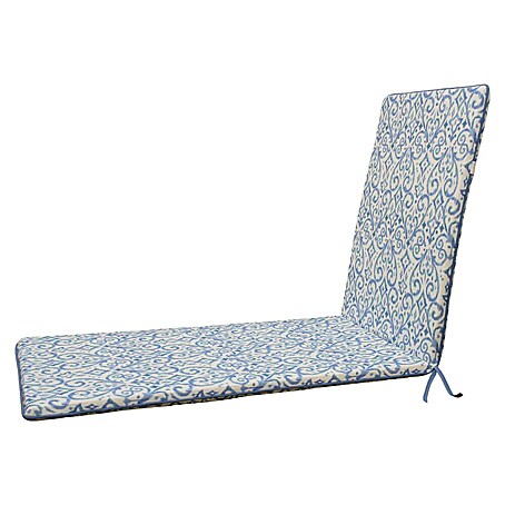 Cojín para tumbona Mahir (Azul/Blanco, L x An x Al: 190 x 65 x 5,5 cm, 50% algodón y 50% poliéster)