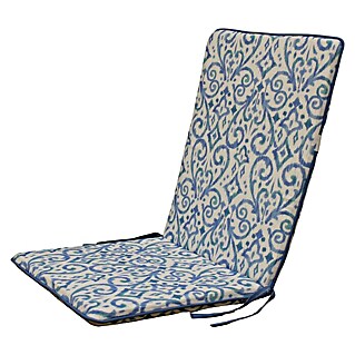 Cojín para asiento Mahir (Azul/Blanco, L x An x Al: 95 x 45 x 3,5 cm, Composición del material de la funda: 50% algodón y 50% poliéster)