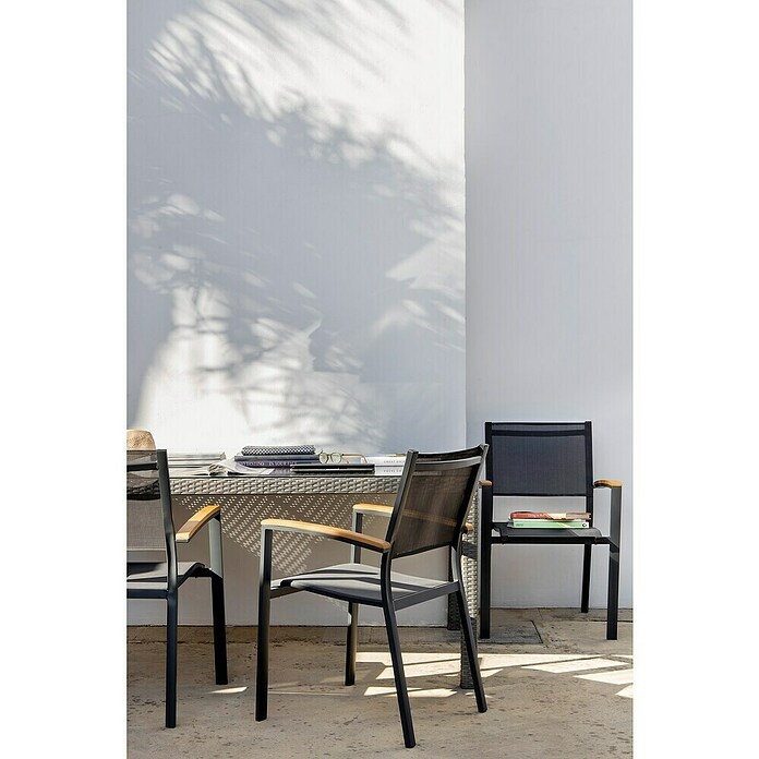 Silla de jardín Ariadna (Antracita / Marrón natural, Eucalipto, Apilable) | BAUHAUS