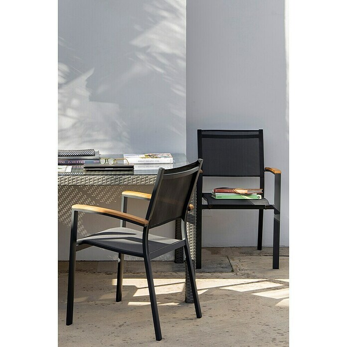 Silla de jardín Ariadna (Antracita / Marrón natural, Eucalipto, Apilable) | BAUHAUS