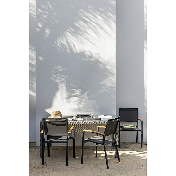 Silla de jardín Ariadna (Antracita / Marrón natural, Eucalipto, Apilable) | BAUHAUS