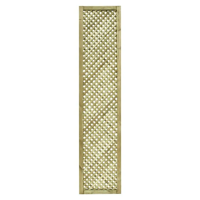 Cerland Celosía para exterior Clematite - 0,4 x 1,8 m, Madera, Natural - Listones de valla de madera con patrón de celosía diagonal y marco de madera, ideales para jardines o como biombo.
