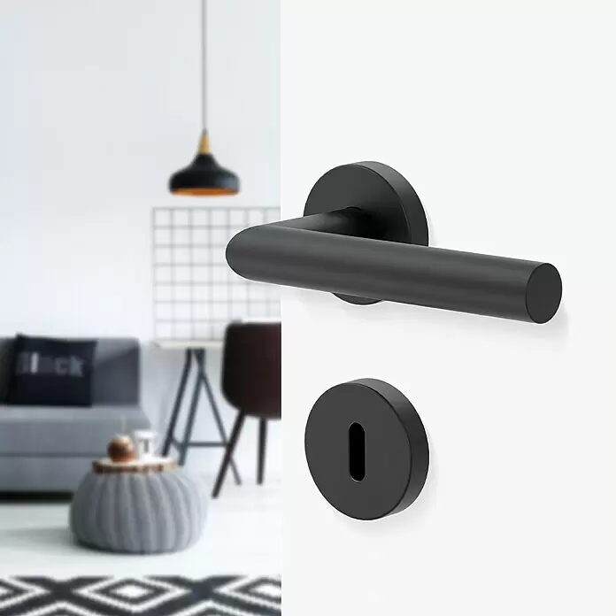 Diamond Doors Modern Drückergarnitur L-Form - Stärke Tür: 38 mm - 45 mm, Edelstahl, L-Form, Buntbart - Stimmungsaufnahme