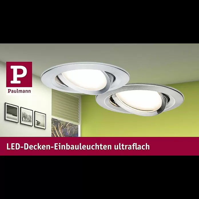 Paulmann Nova LED-Einbauleuchten-Set Plus Coin - 6,8 W, Weiß, 3 Stk., Warmweiß, IP65 - Paulmann LED Einbaustrahler ultraflach