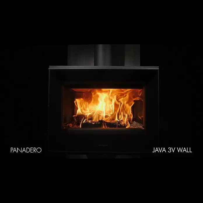 Panadero Estufa de leña Java Wall - 5,9 kW, Volumen de calefacción: 210 m³, Material del revestimiento: Acero, Negro - JAVA WALL EcoDesign