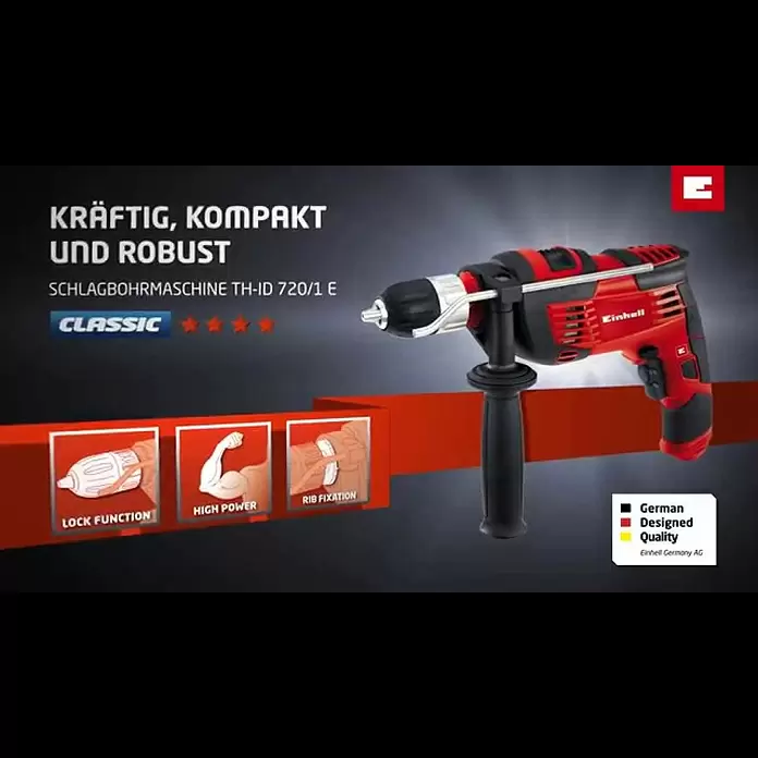 Einhell Schlagbohrmaschine TC-ID 720/1 E Kit - 720 W, Schnellspannbohrfutter - Einhell TH-ID 720/1 E Schlagbohrmaschine