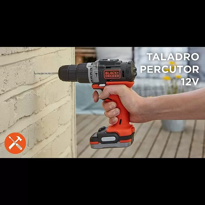 Black+Decker Taladro atornillador percutor de batería BDCHD12S1-XJ - 12 V, 1 batería, 40 Nm - Taladro Percutor 12V | BLACK+DECKER