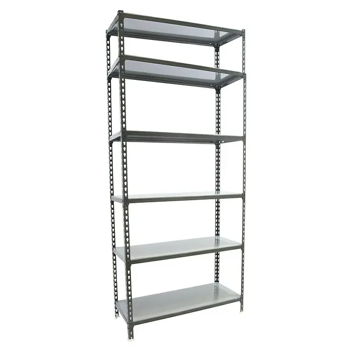 Simonrack Simonclick Metallregal Simonclick Plus - H x B x T: 250 x 90 x 30 cm, Traglast pro Boden: 180 kg, Anzahl Böden: 6 Stk., Stecken, Anthrazitgrau - Ein graues Metallregal mit sechs Regalböden für Lagerung. Das Regal ist stabil und ideal für Garage oder Keller.
